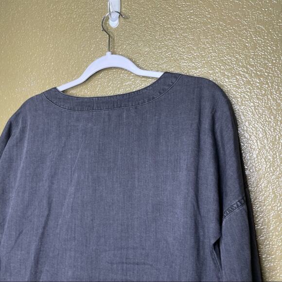 Madewell Womens Top Size XXS Black Long Sleeve Chambray V-Neck Pullover Casual - Picture 12 of 12